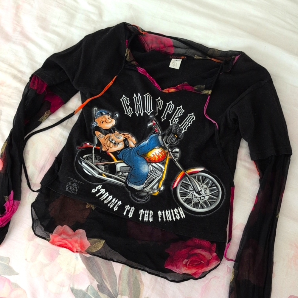 Vintage Groovy Girl Popeye and flowers tee